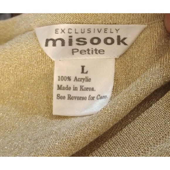 Exclusively Misook Metallic Striped Cardigan + Tank Gold Ivory NWT Petite Large - Picture 7 of 9